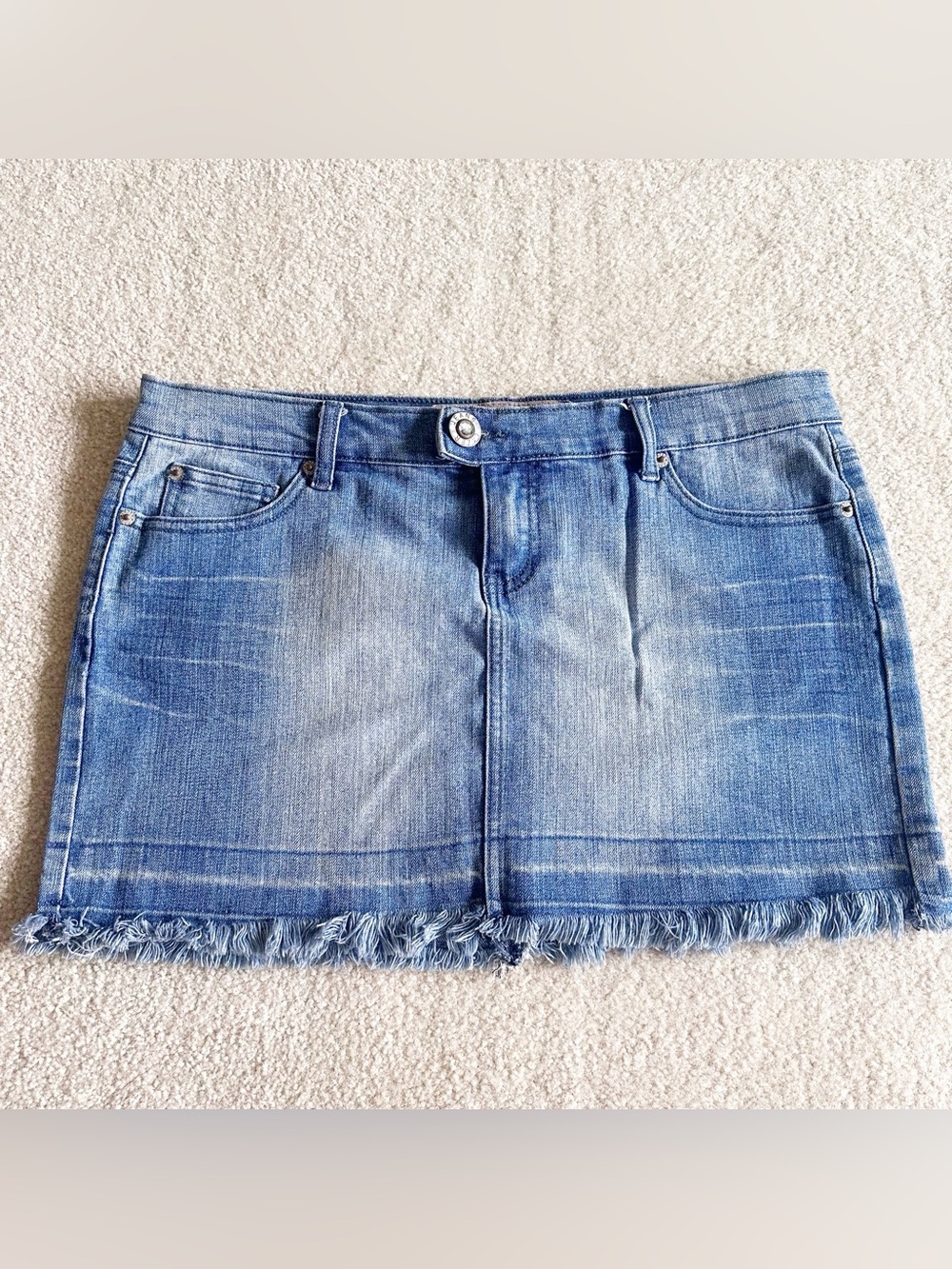 Y2K Lazer Jeans Blue Demin Mini Skirt Size 11